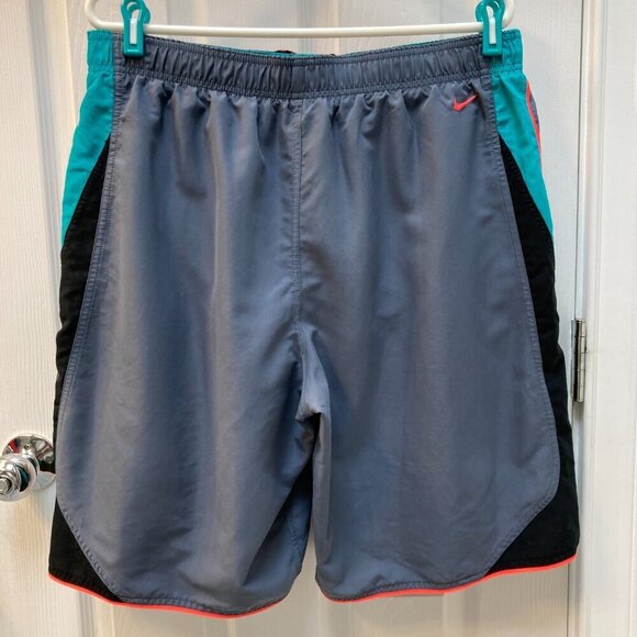 Nike Lined Swim Trunks Gray Orange Turquoise Size Large - Picture 6 of 8